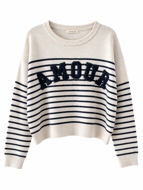 Lili & Lala French Store Striped "Amour" Cropped Sweater